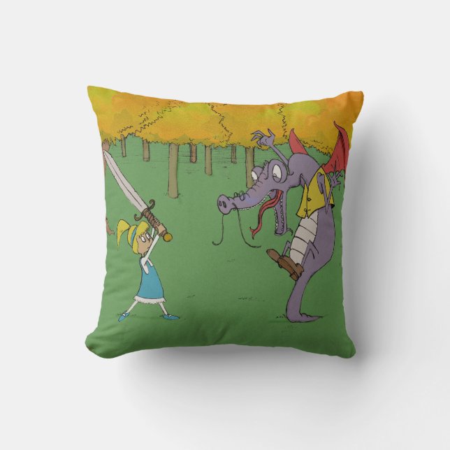 Coussin Alice combattant le Jabberwocky (Recto)