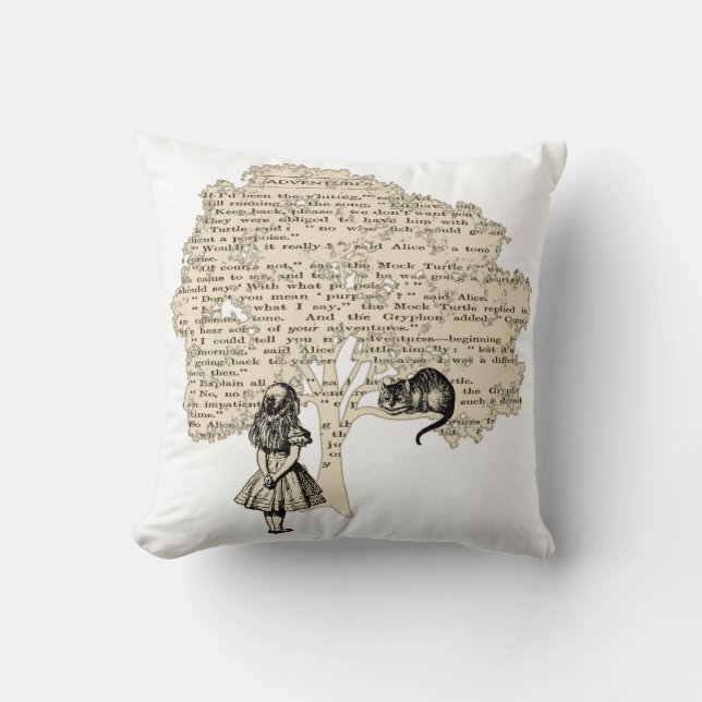 Coussin Alice dans le livre de cru du pays des merveilles (Recto)