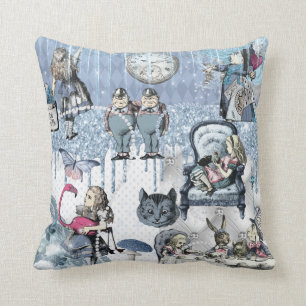 Coussin Alice de glace en argent bleu au pays des merveill