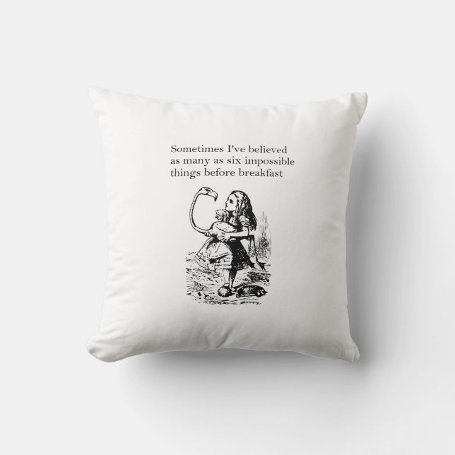 Coussin Alice, Six Choses Impossible (Recto)