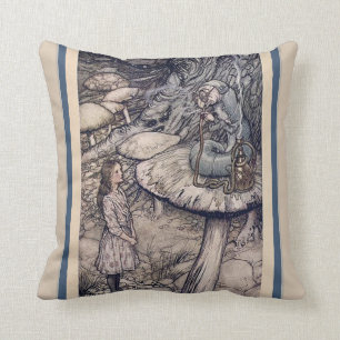 Coussin ALICE vintage EN WONDERLAND ET CATERPILLAR HOOKAH