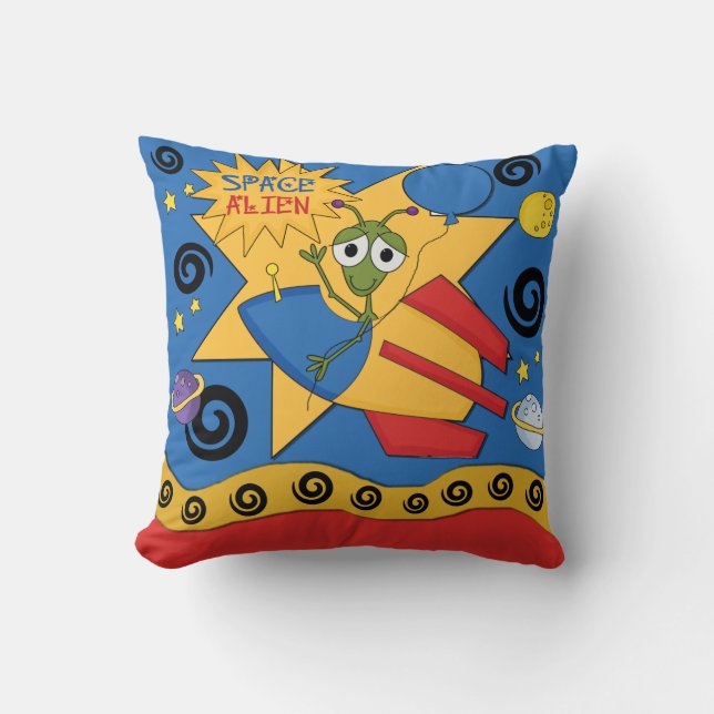 Coussin Alien de l'espace amusant (Recto)
