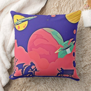 Coussin Alien Planet Retro Sci-Fi