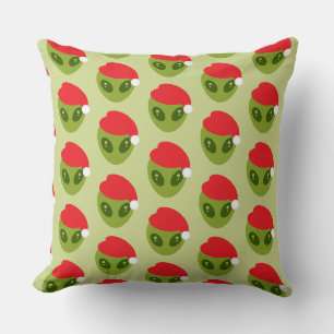 Coussin Alien vert mignon en Motif de Santa Hat