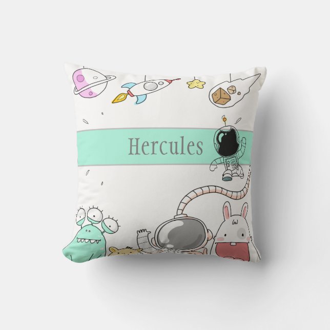 Coussin Aliens de l'espace extra-atmosphérique (Recto)