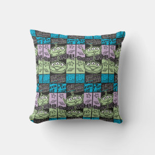 Coussin Aliens Neon Pizza Planet Collage