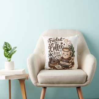 Coussin Alimenté par le café et les bonnes vibrations – Am
