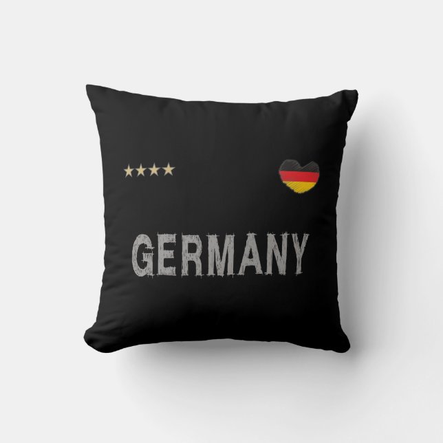 Coussin Allemagne Football Fan Chemise Coeur (Recto)