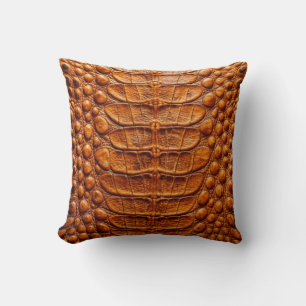 Coussin Alligator Crocodile Peau Faux Couleur cuivre