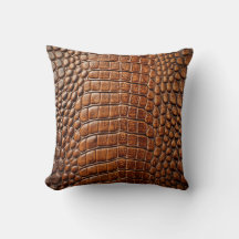 Alligator Crocodile Peau Faux Cuir Brown brillant