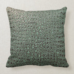 COUSSIN ALLIGATOR FOREST GREEN EN CUIR