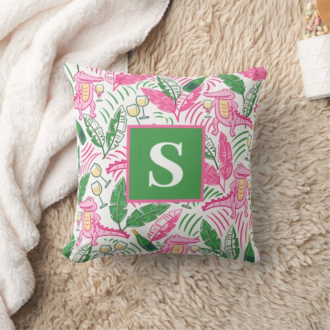 Coussin Alligator Vin rose vert Monogramme Preppy (Couverture)