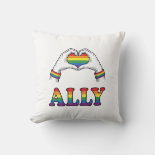 Coussin Ally Rainbow Hands Heart Vintage Pride Conception