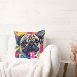 Coussin Almofada em Pop Art de Pug 01 
