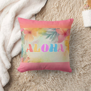 Coussin Aloha Hawaiian Floral Aquarelle