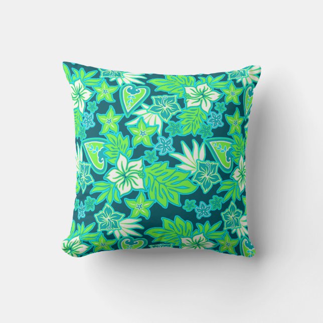 Coussin Aloha Heart Hawaiian Hibiscus Tropical (Recto)