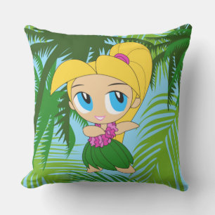 Coussin Aloha Honeys Hawaiian Blond Hula Girl Reversible