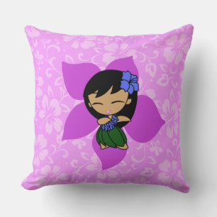 Coussin Aloha Honeys Hibiscus hawaïen Vintage Hula Girl
