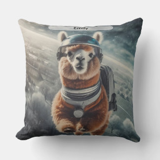 Coussin Alpaca Astronaute dans l'Espace Animal Surréaliste