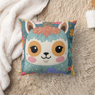 Coussin Alpaca Lama mignon modèle floral