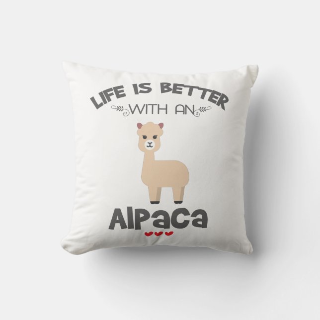 Coussin Alpaca Lover Cadeau Vie Meilleure Avec Un Alpaca G (Recto)