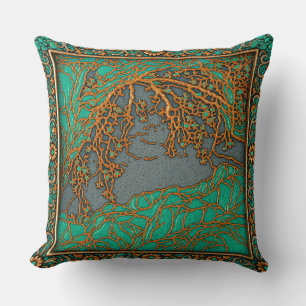 Coussin Alpes françaises  Or , Argent Turquoise  