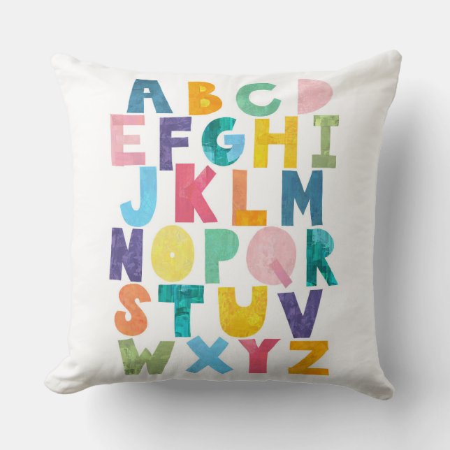 Coussin Alphabet Collage papier coloré (Recto)