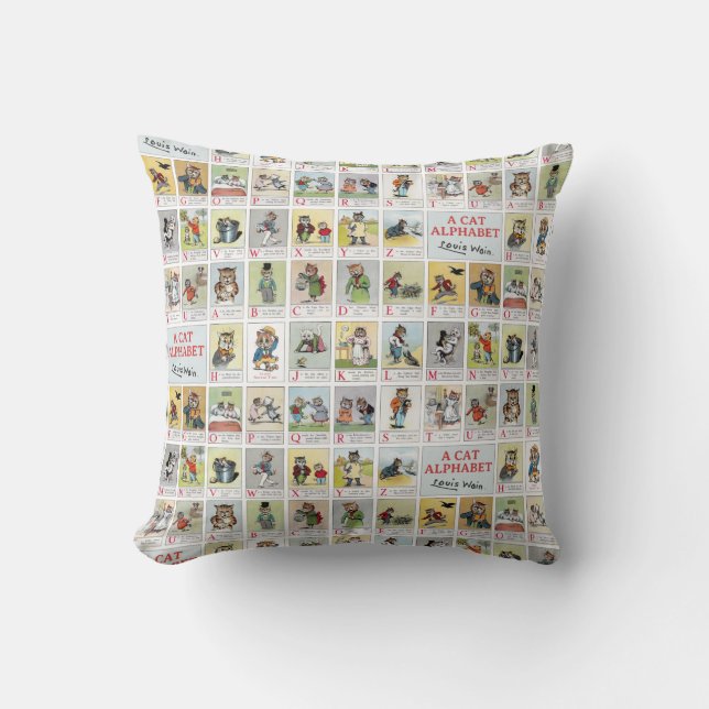 Coussin Alphabet de chat, Louis Wain (Recto)