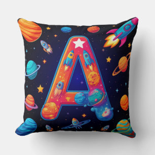 Coussin 🚀 Alphabet spatial Lettre A Fusées Étoiles Planèt