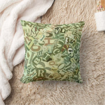 Coussin alphabet vert