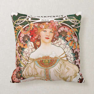 Coussin Alphonse Mucha F. Champenois Pillow