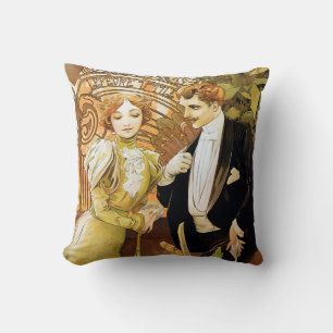 Coussin Alphonse Mucha Flirt Vintage Art romantique Nouvea
