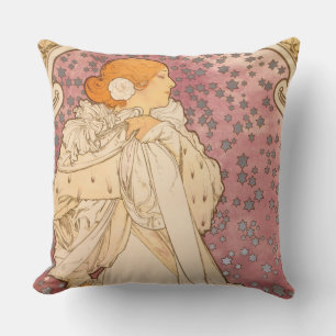 Coussin Alphonse Mucha La Dame Aux Camelias : Art Nouveau
