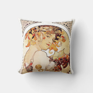 Coussin Alphonse Mucha Lady Au Fruit