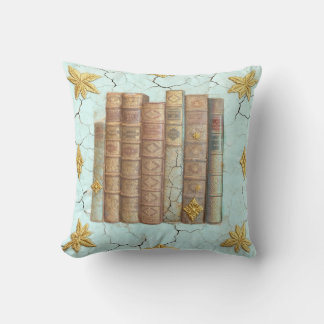 Coussin Alte Bücher - goldene Blätter - mint |