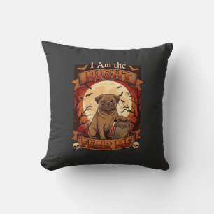 Coussin Am Nuit Me Fait Peur Halloween Pug Lune Tombale