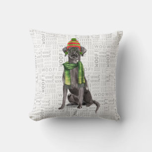 Coussin Amant chien Noël Noir Labrador Retriever