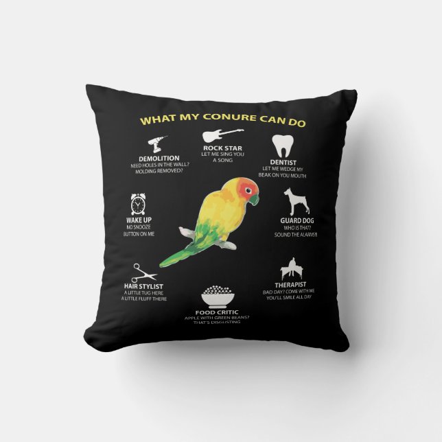 Coussin Amant doué drôle d'oiseau de Sun Conure (Recto)