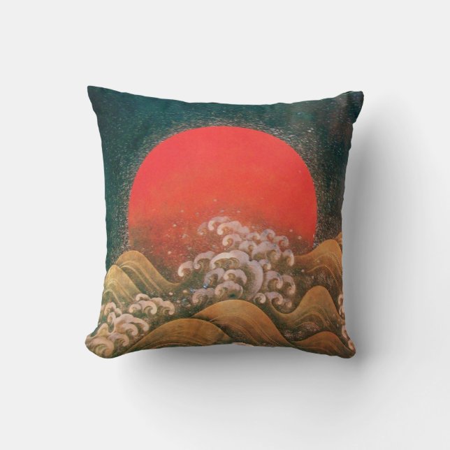 Coussin AMATERASU SOLEIL GODDESS rouge, jaune vert brun no (Recto)