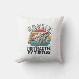 Coussin Amateur de tortues vintage facilement distrait par