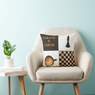 Coussin Amateurs de café et d'échecs et joueurs d'échecs
