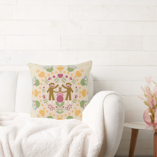 Coussin Amateurs de singes de choq dans un jardin folklori