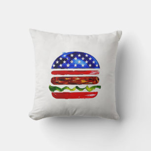 Coussin America Burger (Peinture Blanche No. 5)