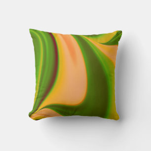 Coussin américain de mojo fractal vert et jaune