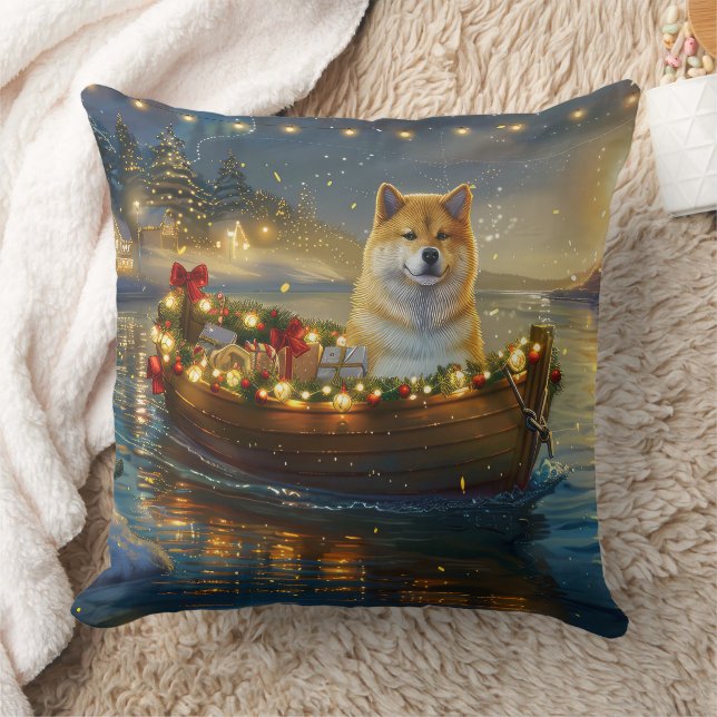 Coussin American Akita Christmas Festive Voyage (Couverture)