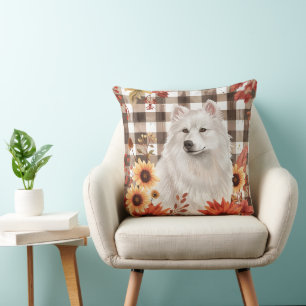 Coussin American Eskimo Fall Watercolor Flowers