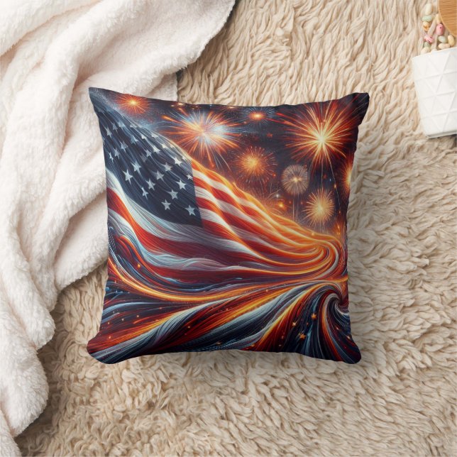 Coussin American Flag Throw Pillow (Couverture)