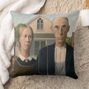Coussin American Gothic : Vie rurale pauvre paysan