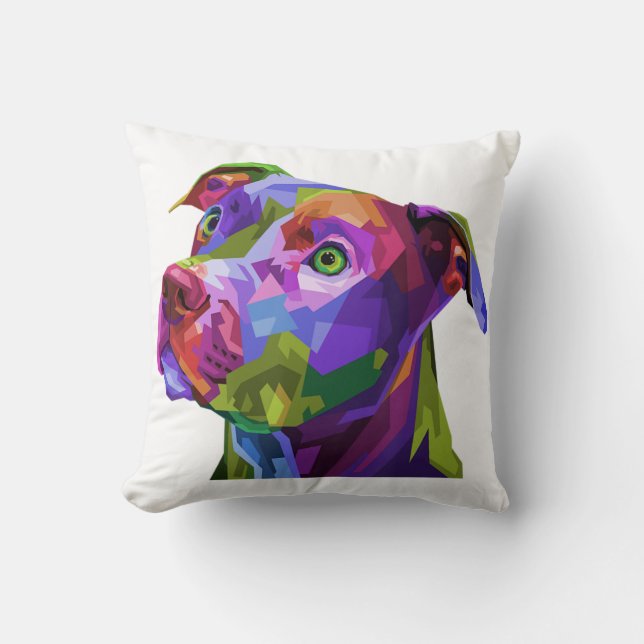 Coussin American Pitbull Terrier Pop Portrait d'art pour c (Recto)