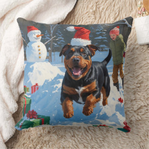 Coussin American Staffordshire Noël Festive Neige